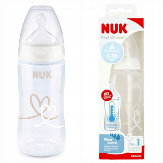 NUK Fľaša s indikátorom teploty 300 ml 6-18m First Choice+ biela 10741103